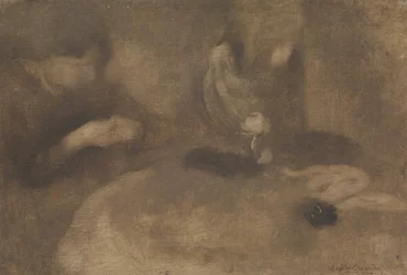 Ženy šijí u stolu, ca. 1894-96.