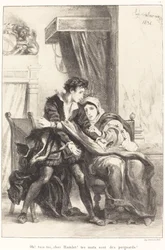 Akt Hamlet a královna III, scéna IV, 1834.