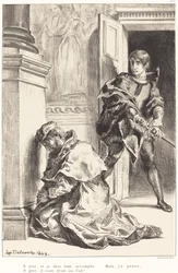 Hamlet je v pokušení zabít krále (akt III, scéna III)