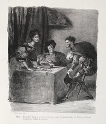 Ilustrace pro Faust: Mefistofeles je v Marthe