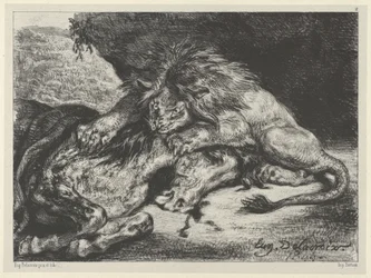 Lev požírající koně, 1844., 1844.