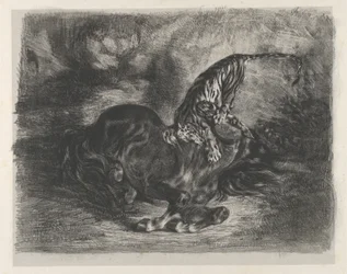 Divoký kůň poražený tygrem, 1828., 1828.