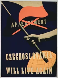 "Československo bude znovu žít", plakát z 2. světové války (barevná litografie)