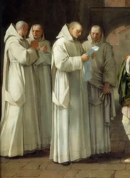 Svatý Bruno (1030-1101), zakladatel kartuziánského řádu dostává poselství od papeže Urbana II. (Urbano 2) (detail)