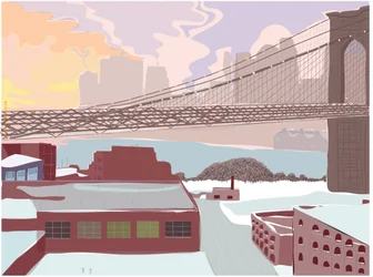Brooklyn Bridge, Clearing Storm, 2015 (ručně kresleno na iPadu tužkou Apple)