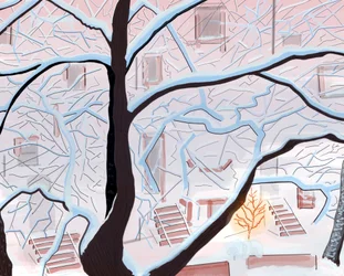 Brownstones In Snow , Brooklyn (digitální umění)