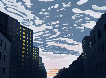 Pohled na východ na 20. ulici (digitální umění)