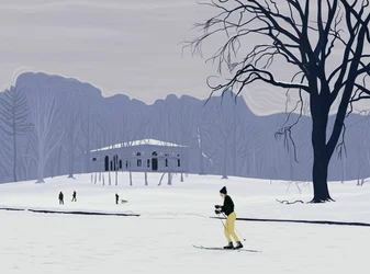Lyžař, Prospect Park , Brooklyn (digitální umění)