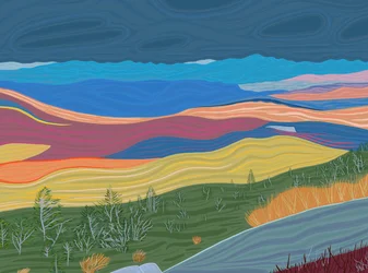 Pohled na Catskill Mountains na podzim (digitální umění)