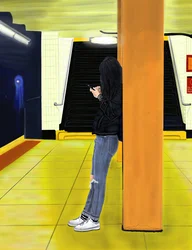 Čekání na vlak F, Brooklyn (digitální umění)