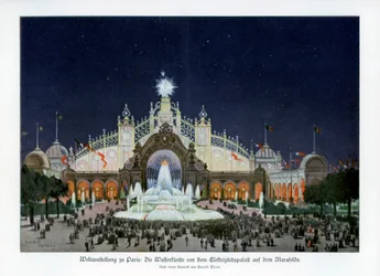 Fontány v Paláci elektřiny, Champ de Mars, světová výstava v Paříži 1889, 1900.