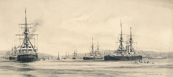 The Channel Squadron at Lamlash: plachetní regata 1901