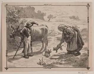 Ilustrace k lidové pohádce "Tři malá červená prasátka"