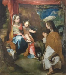 Madona s dítětem a svatým Janem Evangelistou, kolem roku 1565 (olej na plátně)