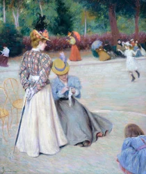 Hry v parku, Federico Zandomeneghi (1841-1917), olej na plátně, 55,5 x 45,5 cm