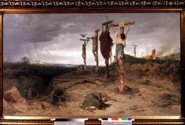 Zatracené pole, popraviště ve starověké římské říši. Obraz Feodor Andrejevič Bronnikov (1827-1902), olej na plátně