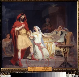 Návrat Odyssea (The Return of Odysseus). Obraz Feodor Andrejevič Bronnikov (1827-1902), olej na plátně, ruské umění