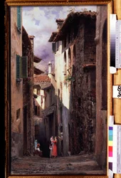 "Scene de rue a Bellagio en Italie"" Peinture de Feodor Andrejevič Bronnikov (1827-1902) 1875 Státní Treťjakovská galerie, Moskva