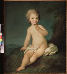 Nahá holčička. Obraz Fjodora (Fedora nebo Fiodora) Stěpanoviče Rokotova (1735-1808), olej na plátně, kolem roku 1780. Ruské umění