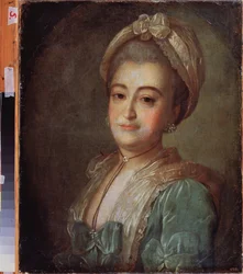 Portrait de la comtesse Elisabeth Lobanova Rostovskaya (Lobanova-Rostovskaia) (Lobanova-Rostovskaia) (Lobanova Rostovskaia) (?). Peinture de Fyodor (Fedor ou Fiodor) Stepanovič Rokotov (1735-1808), huile sur toile, vers 1775. Art russe 18e siecle. Stát A