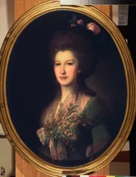 Portrét hraběnky Elisabeth Santi. Obraz Fjodora (Fedora nebo Fiodora) Stěpanoviče Rokotova (1735-1808), olej na plátně