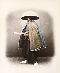 Japonský samuraj v tradičním oděvu, kolem roku 1868