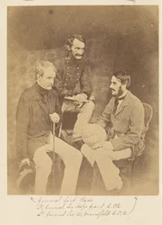 Generál Lord Clyde, generálporučík Sir Hope Grant, K.C.B. a generálporučík Sir W. Mansfield, K.C.B.