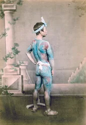 Vytetovaný japonský ženich betto, Japonsko, 1882
