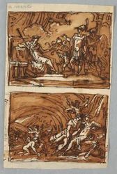 Aeneas a Achates před Dido; láska Aeneas a Dido