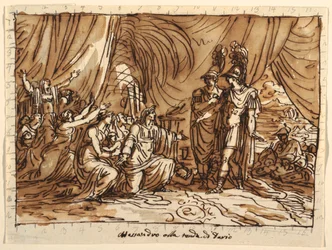 Stropní design, Alexander a Dariova rodina, Alexandrova milost, Sala di Alessandro, Palazzo Naldi, Faenza