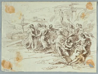 Kresba, Bakchanálská scéna s kruhem tančících postav, konec 18.-začátek 19. století