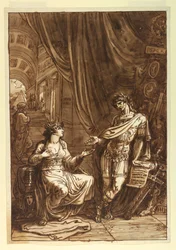Kresba, Kleopatra prosí O, asi 1820