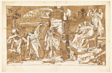 Kresba, Hádes; Persefona v podsvětí (Obětování Proserpině), asi 1820