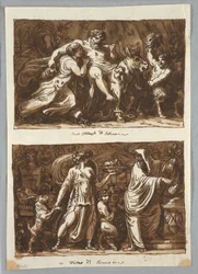 Kresba, list ze skicáku:  Silenův triumf; obětování Bakchovi, 1800-1810.