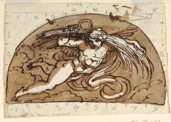Léto, Luneta pro strop, Osmiboká místnost, Palazzo Milzetti, Faenza