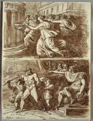 Vestal Tuccia nese vodu v sítu; Dvě studie po Polidoro da Caravaggio
