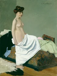 Stojící nahá držící šaty na koleně, 1904