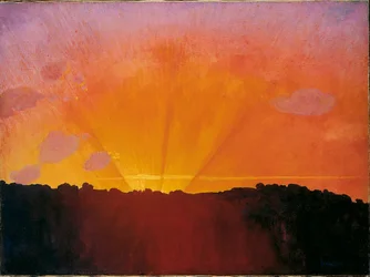 Západ slunce, oranžové nebe, 1910.
