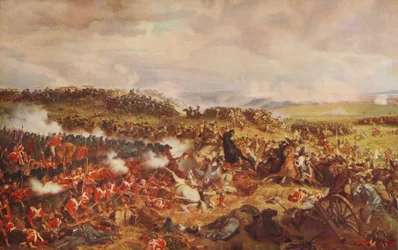 Poplatek francouzských kyrysníků u Waterloo, 1874, c1915