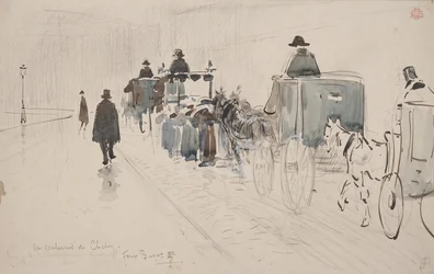 Au Boulevard de Clichy (tužka a akvarel na papíře)