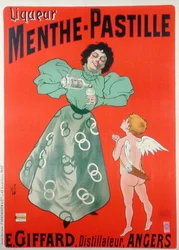 Plakátová reklama Menthe-Pastille, destilovaná E. Giffardem (barevné lito)
