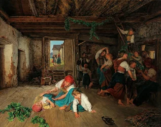 Příprava oslavy vinobraní, 1860.