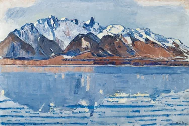 Jezero Thun s pohořím Stockhorn, c. 1913.
