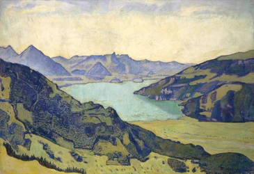 Pohled na jezero Thun z Breitlauenen, 1906.