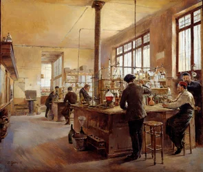 Městská laboratoř má policejní prefekturu boulevard du palace. Obraz Ferdinanda Josepha Gueldryho (1858-1945)