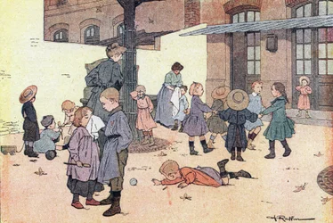 Kolo a hry na rekreačním dvoře, v Imagier de l