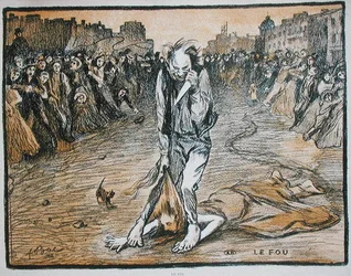 Šílenec, kolem roku 1900 (litho)