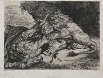 Lev požírající koně, 1844.