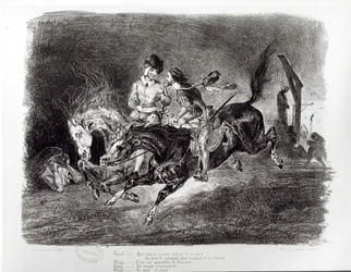 Mefistofeles a Faust jedou nocí, ilustrace k Goethovu Faustovi, 1828