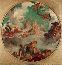 Mír přišel utěšit muže a přivést zpět hojnost Obraz Eugene Delacroix (1798-1863) 1849-1854 Diam. 78 cm Paříž, Musee Carnavalet